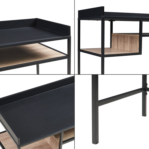 Íróasztal Belana 100x43x82 cm fekete/tölgyfa hatású [en.casa]