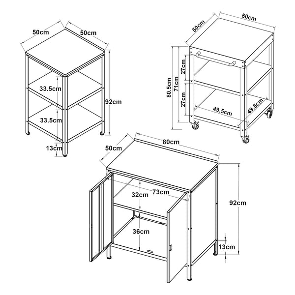 Kültéri szekrény polcos elemmel és zsúrkocsival Bolognano fekete matt [casa.pro]
