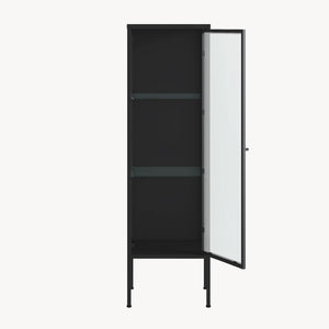 Vitrines szekrény Borshavisa 116x34x30 cm acél fekete [en.casa]