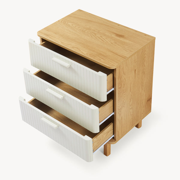 Komód Ferrersp 3 fiókkal 70x60x40 cm tölgyfa hatású/homokszín [en.casa]