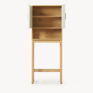 Tárolószekrény WC fölé Ferrersp 160x63x20 cm tölgyfa hatású/homokszín [en.casa]