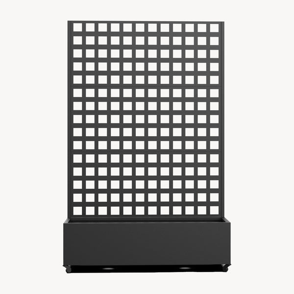 Gurulós válaszfal Toma virágosládával acél 190x82x38 cm fekete [casa.pro]