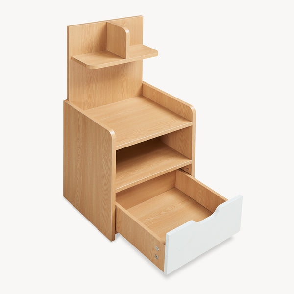 Éjjeliszekrény polccal Bordkak 75x35x30 cm tölgyfa hatású/fehér [en.casa]