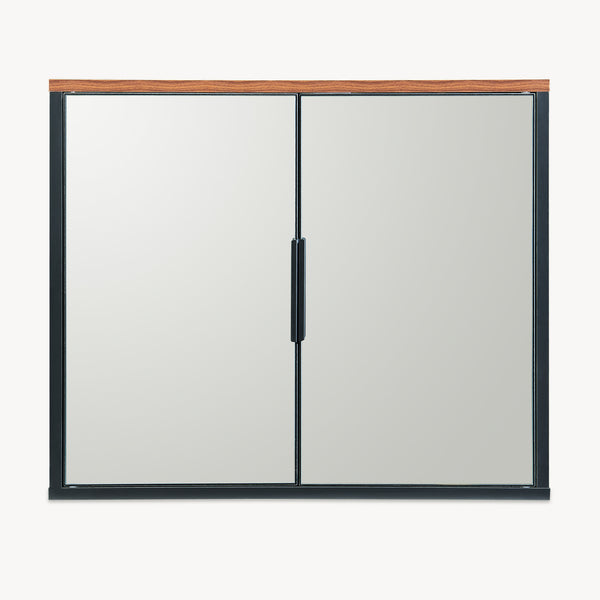 Fürdőszobai tükrös szekrény Trond 50x60x15 cm fekete/diófa hatású [en.casa]