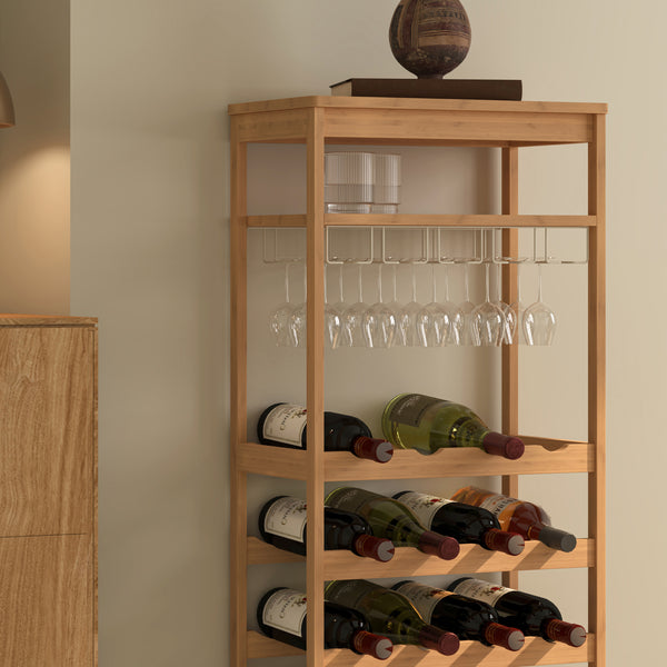 Borospolc Fillby 100x47x29 cm Bambusz Természetes [en.casa]