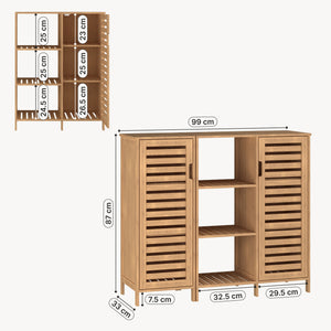 2 elemes tárolószekrény Hakseri 87x99x33 cm bambusz natúr [en.casa]