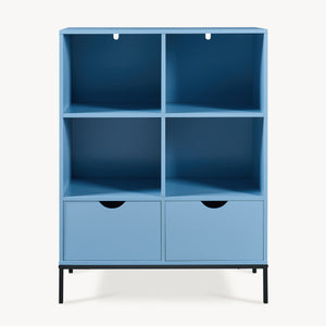 Könyvespolc 2 fiókkal Colwyn 105x80x40 cm Kék [en.casa]