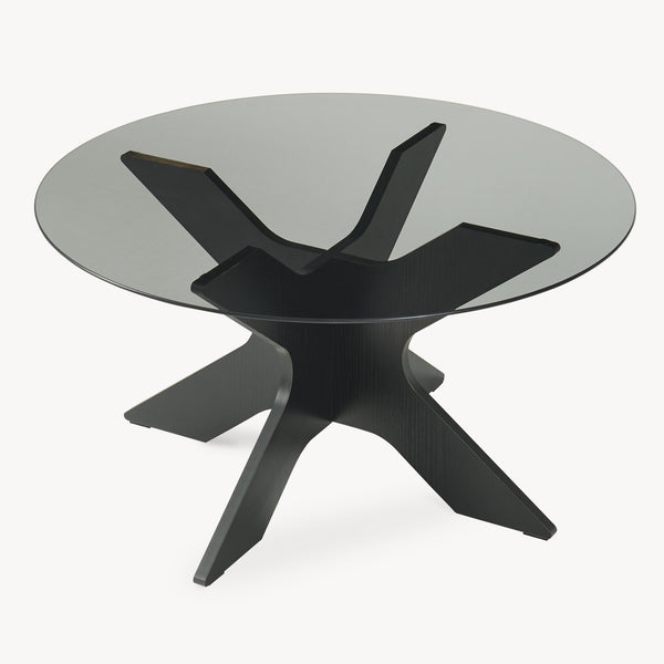Couchtisch Imi üveg asztallappal Ø70x35 cm fekete/szürke [en.casa]