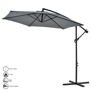 Függő napernyő 270 cm átmérő szürke [casa.pro]
