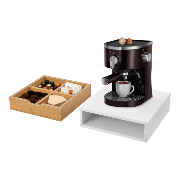 Íróasztali fiókos rendező Vieremä 9x30x31cm fehér/bambusz hatású [en.casa]