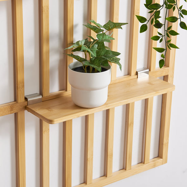 Fali panel polcokkal Røst 120x80x13cm bambusz [en.casa]