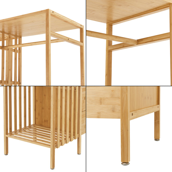 Ruhatartó állvány Varanger 185x100x45cm bambusz [en.casa]