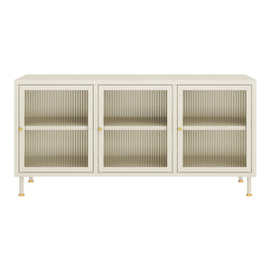 TV-szekrény Lindau acél 120x40x59 cm krémfehér [en.casa]