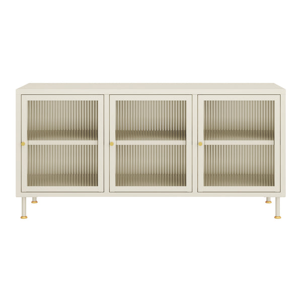 TV-szekrény Lindau acél 120x40x59 cm krémfehér [en.casa]