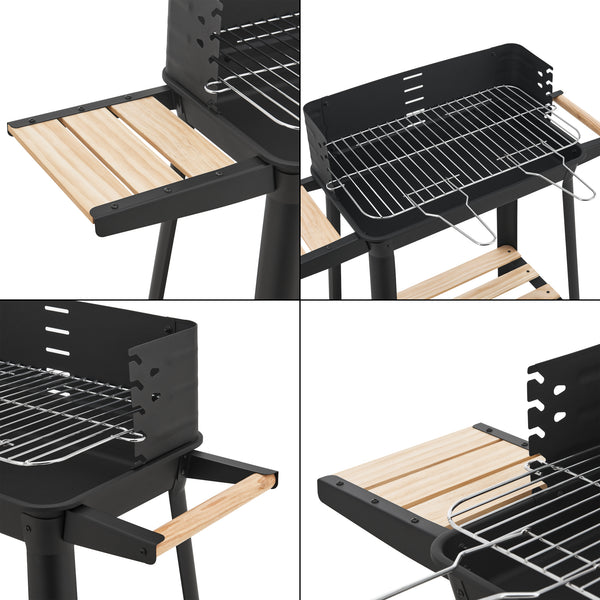 Faszenes grill Ari 78x86x30cm fekete/fa hatású [casa.pro]