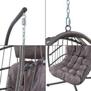 Függőfotel Edeng állvánnyal 196x110x95 cm szürke [en.casa]