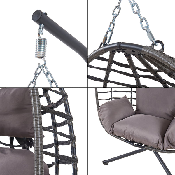 Függőfotel Kandsvas állvánnyal 198x110x95 cm szürke [en.casa]