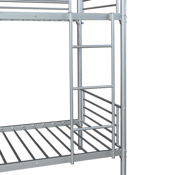 Fém emeletes ágy Soppsar 2 hideghab matraccal 200x90 cm ezüst [en.casa]