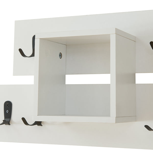 Fali fogas Vänd tárolórekesszel 32x60x14 cm fehér [en.casa]