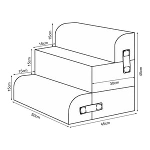 Kisállat lépcső Joelerhatra 4 részes 45x50x45 cm kordbársony kék [en.casa]