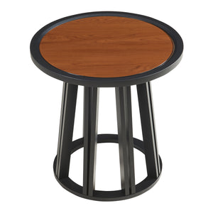 Kisasztal Burgess 51xØ51 cm fekete/diófa hatású [en.casa]