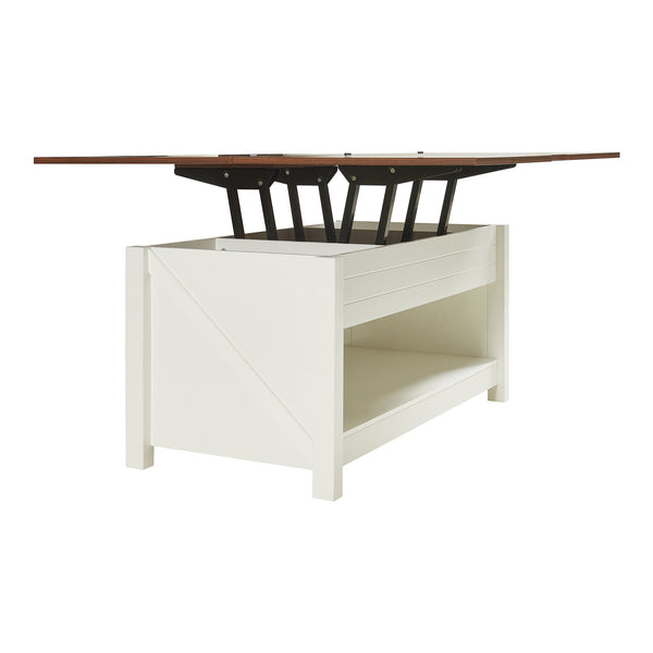 Dohányzóasztal Kasama megemelhető és szétnyitható asztallappal 110x55x54 cm diófa hatású/fehér [en.casa]
