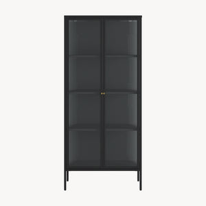 Vitrines szekrény Vinterhavn 180x80x35 cm acél fekete [en.casa]