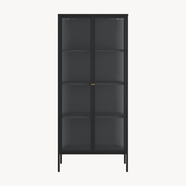 Vitrines szekrény Vinterhavn 180x80x35 cm acél fekete [en.casa]