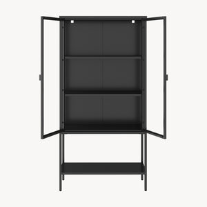 Vitrines szekrény Borshavisa acél 2 ajtóval 160x80x35 cm fekete [en.casa]