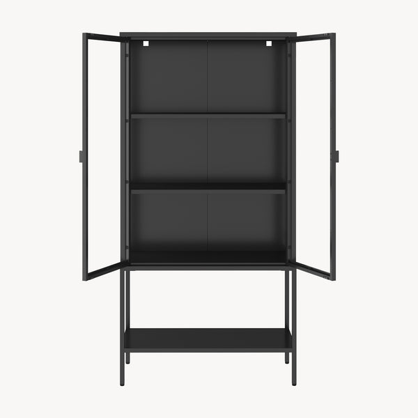 Vitrines szekrény Borshavisa acél 2 ajtóval 160x80x35 cm fekete [en.casa]