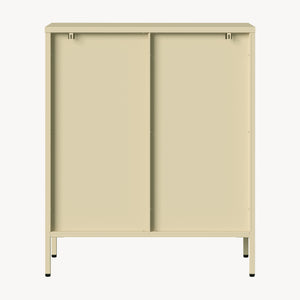 Vitrines szekrény Klippestad acél 95x80x35 cm teveszín [en.casa]