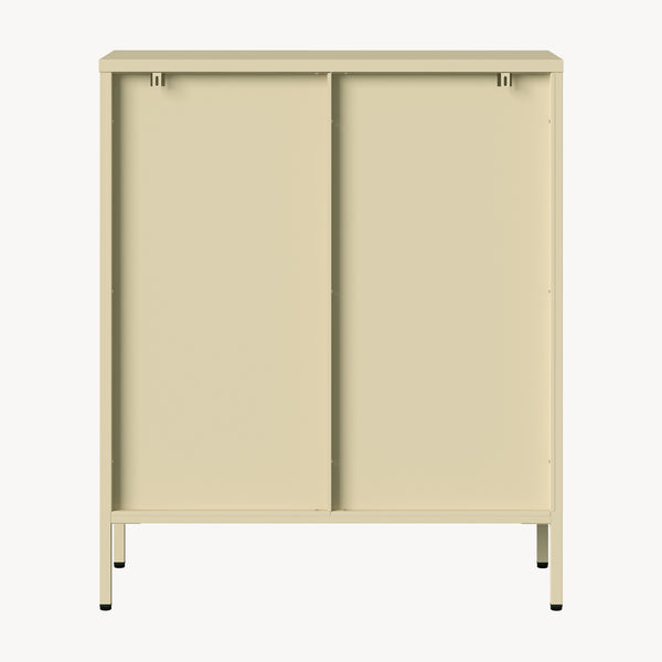Vitrines szekrény Klippestad acél 95x80x35 cm teveszín [en.casa]