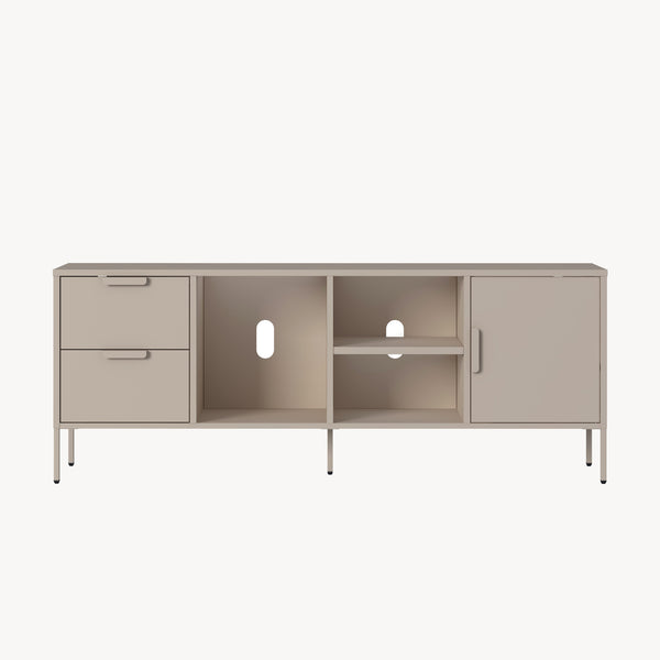TV szekrény Kliri acél 150x35x58 cm teveszín [en.casa]