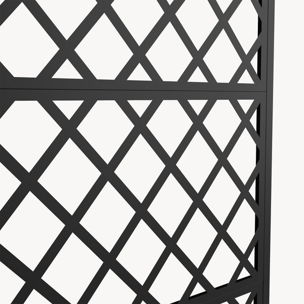 Gurulós válaszfal Malja virágosládával acél 190x82x38 cm fekete [casa.pro]
