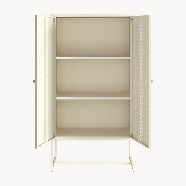 Tárolószekrény Viitasaari 150x80x40 cm acél krémfehér [en.casa]