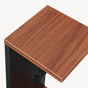 WC-papírtartó polccal Trond 76x18x18 cm fekete/diófa hatású [en.casa]