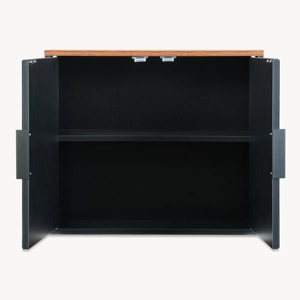 Fürdőszobai tükrös szekrény Trond 50x60x15 cm fekete/diófa hatású [en.casa]