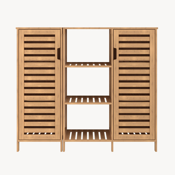 2 elemes tárolószekrény Hakseri 87x99x33 cm bambusz natúr [en.casa]