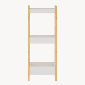 Fürdőszobai polc Anun 3 szinttel 75x28x20 cm bambusz természetes/fehér [en.casa]