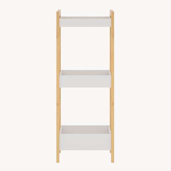 Fürdőszobai polc Anun 3 szinttel 75x28x20 cm bambusz természetes/fehér [en.casa]