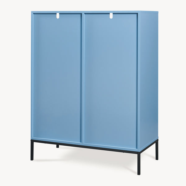 Könyvespolc 2 fiókkal Colwyn 105x80x40 cm Kék [en.casa]