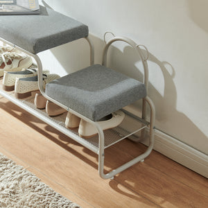 Cipőpad gyerekülőkével Jässaatka acél 100x32x46 cm szürke [en.casa]