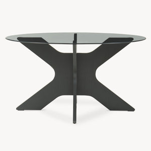 Couchtisch Imi üveg asztallappal Ø70x35 cm fekete/szürke [en.casa]