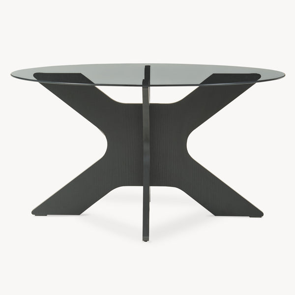 Couchtisch Imi üveg asztallappal Ø70x35 cm fekete/szürke [en.casa]