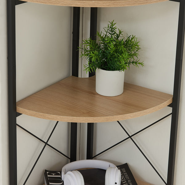 Álló polc növények számára Ulfborg 6 polcos 160 x 30 x 30 cm fekete/tölgyfa hatású [en.casa]