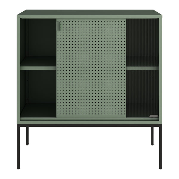 Üvegajtós komód Eidsvoll 80x45x85cm zöld [en.casa]