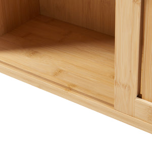 Fali polc Grums két tolóajtóval 92,5x20x33cm bambusz [en.casa]