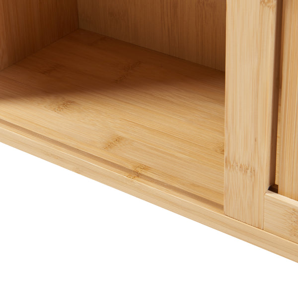 Fali polc Grums két tolóajtóval 92,5x20x33cm bambusz [en.casa]