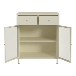Vitrinszekrény Lindau acél 97x80x40 cm krémfehér [en.casa]