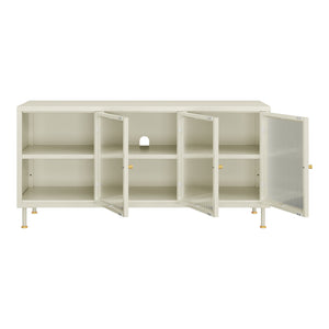 TV-szekrény Lindau acél 120x40x59 cm krémfehér [en.casa]